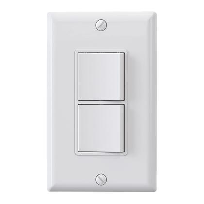 Imagem de Interruptor de luz ELEGRP Decorator Double Rocker 15A 120V branco