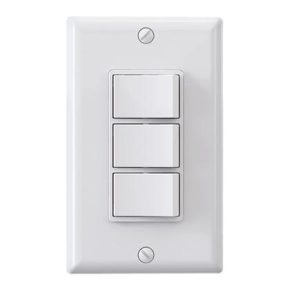 Imagem de Interruptor de luz ELEGRP Decorator Triple Rocker 15A 120V branco