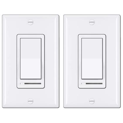 Imagem de Interruptor de luz mais fraco BESTTEN universal de pólo único/3 vias, pacote com 2 unidades