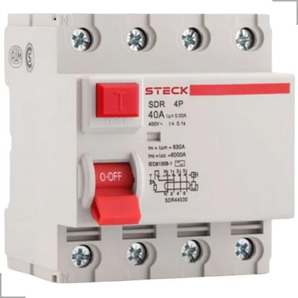 Imagem de Interruptor Diferencial IDR 4 Polos 30mA 400V 63A Steck