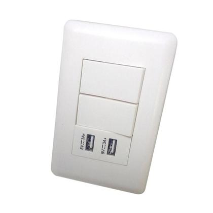 Imagem de Interruptor Duplo Com 2 Entradas Usb Celular Parede Adaptado