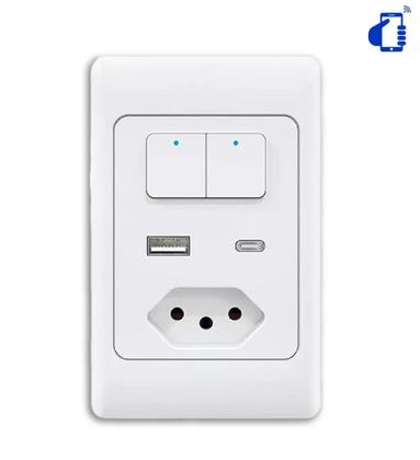 Imagem de Interruptor Inteligente Com Tomada, Usb E Usb-C - 2 Teclas 4074