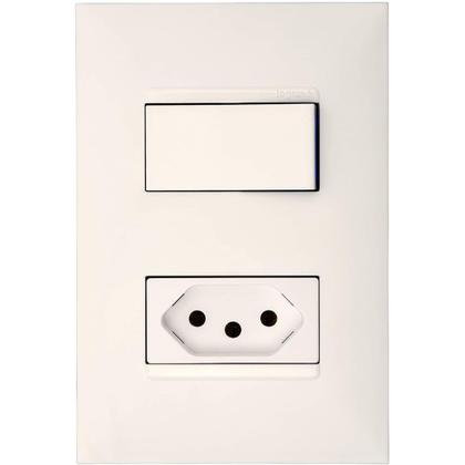 Imagem de Interruptor Paralelo e Tomada 2P+T de 10 Ampères 4x2 Branca - 615078BC - PIAL