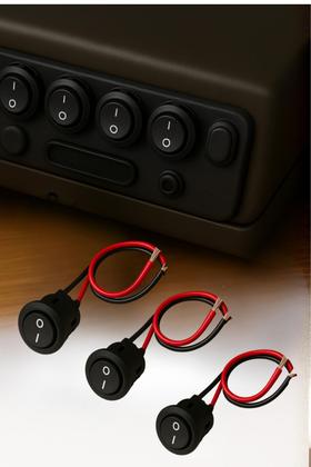 Imagem de Interruptor Redondo ON OFF 20mm com Fios PréSoldados 12V 110V Ideal para Carros Motos Barcos LEDs e Projetos DIY