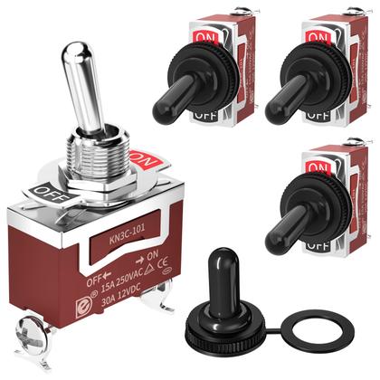 Imagem de Interruptor seletor Joinfworld 12V DC 30A à prova d'água marinho, pacote com 4