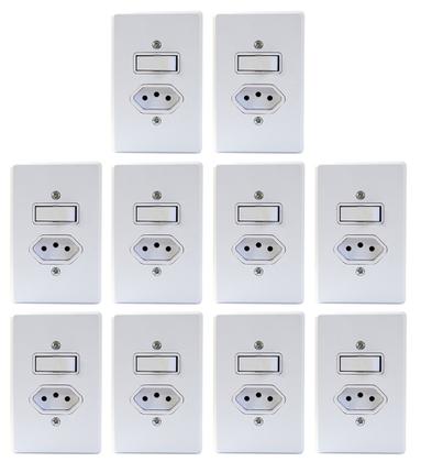 Imagem de Interruptor Simples + Tomada 2P+T 10a Linha Gelo Radial c/10