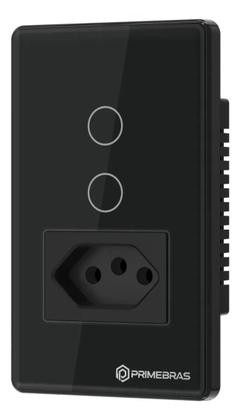 Imagem de Interruptor Touch 2 Botões Com Tomada Wifi Primebras Preto