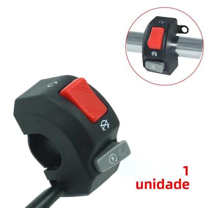 Imagem de Interruptor Universal Preto 12V Para Guidão De Moto Com Funções De Pisca, Farol De Neblina, Buzina,