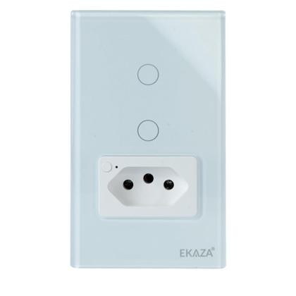 Imagem de Interruptor Wi-Fi Inteligente 2 Botões 1 Tomada Branco Eka