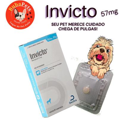 Imagem de Invicto Antipulgas 57mg para Cachorro e Gato de 11,4 até 57 kg - 1 Comprimido