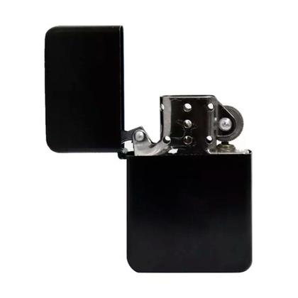 Imagem de Isqueiro de Metal Pavio Fluido Recarregável Modelo Clássico Preto