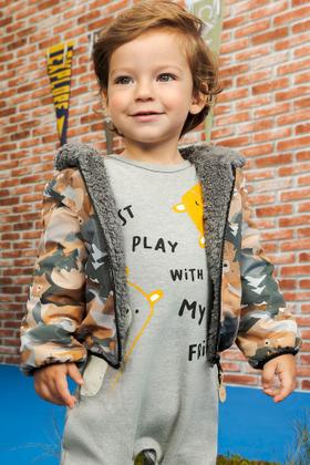 Imagem de Jaqueta  bebê corta vento em nylon forrada com pelo ted