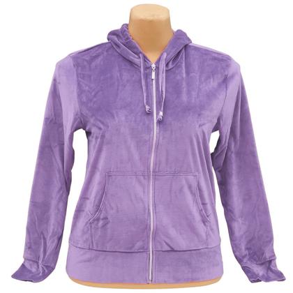 Imagem de Jaqueta Blusa Feminina Casaco Plush com Capuz Ziper e Bolso