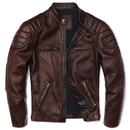 Imagem de Jaqueta Masculina Couro Bovino Estilo Motoqueiro Biker