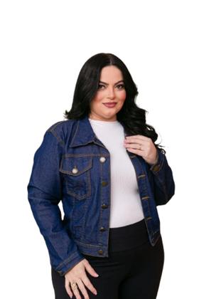 Imagem de Jaqueta plus size jeans lycra amaciado