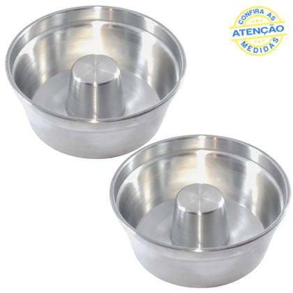 Imagem de Jogo 02 Formas Assadeira Bolo Pudim Hotel Redonda Tubo Alumínio N 14