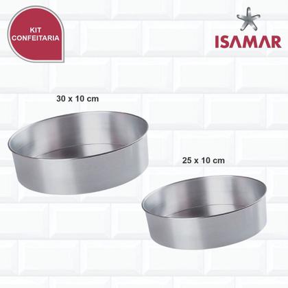 Imagem de Jogo 2 Formas Assadeira Bolo Redonda 25x10 E 30x10 Aluminio