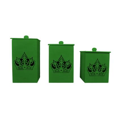 Imagem de Jogo 3 Potes Bebê Coroa Real Mdf Madeira Pintado