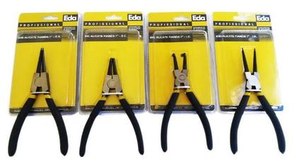 Imagem de Jogo 4 Alicates 7" Extrator de Anéis EDA (curvo e reto externo - curvo e reto interno)