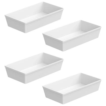 Imagem de Jogo 4 Travessas 32x17x7cm Fundas Brancas Forma GN 1/3 Coza Plásticas Servir Buffet