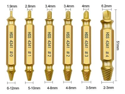 Imagem de Jogo 6 Brocas Fresa Extrator Remove Tira Parafuso Danificado