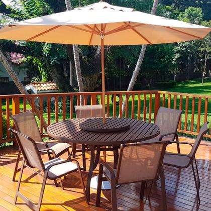 Imagem de Jogo 6 Cadeiras E Mesa + Ombrelone Para Piscina Jardim