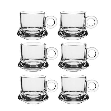 Imagem de Jogo 6 Xícara de Café Caneca Vidro Robusta Lisa 85ml Em Casa Tem