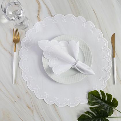 Imagem de Jogo Americano Bordado 12 Peças Stillus - Branco - 100% Poliéster