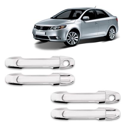 Imagem de Jogo Aplique Cromado Maçaneta Externa Cerato Soul 2009 2010 2011 2012 2013 4 Portas Cromado Espelhado