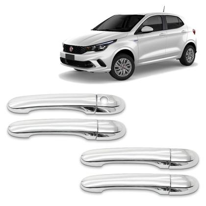 Imagem de Jogo Aplique Cromado para Maçaneta Externa Argo Cronos 2018 2019 2020 2021 4 Portas