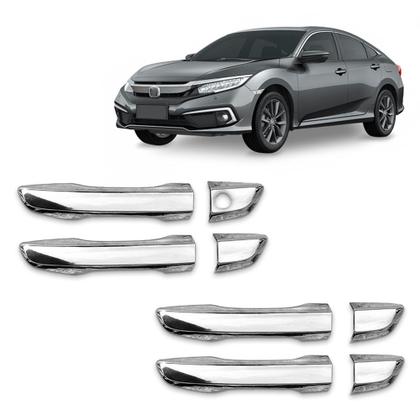 Imagem de Jogo Aplique Cromado para Maçaneta Externa Civic G10 2017 2018 2019 2020 2021 4 Portas