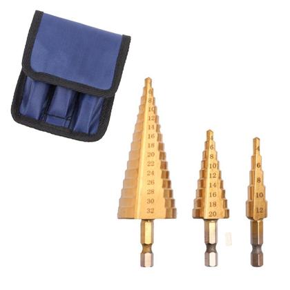 Imagem de Jogo Broca Cônica Escalonada 29 Medidas 4 à 32mm Hss Titânio Profissional
