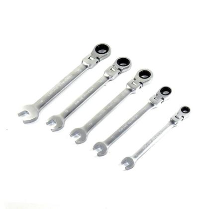 Imagem de Jogo Chave Boca Combinada Com Catraca Cabeça Móvel 5 Peças 