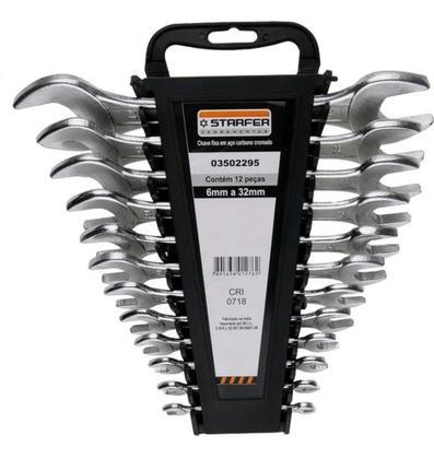 Imagem de Jogo Chave Boca Fixa 6 A 32 Mm c/ 12 Peças Aço Starfer