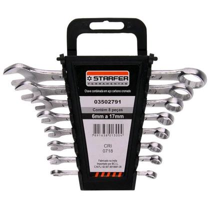 Imagem de Jogo Chave Combinada Boca Anel 6 a 17mm Com 8 Peças Aço