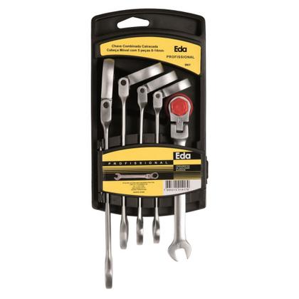 Imagem de Jogo Chave Combinada C/ 5 Pçs 8-14mm Catracada c/Cabeça Móvel 9NY EDA