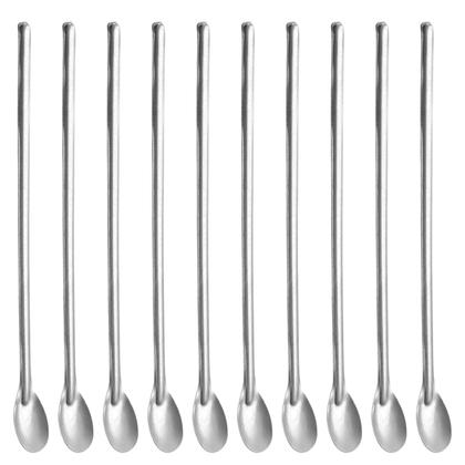 Imagem de Jogo com 10 Colheres de Suco Mexedora para Jarra em Inox 30cm