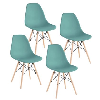 Imagem de Jogo de 4 Cadeiras Charles Eames Wood Design Eiffel Azul Atlântico
