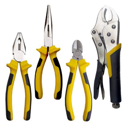 Imagem de Jogo de Alicates Universal Corte Pressão Bico Kit 4 Peças Emborrachado