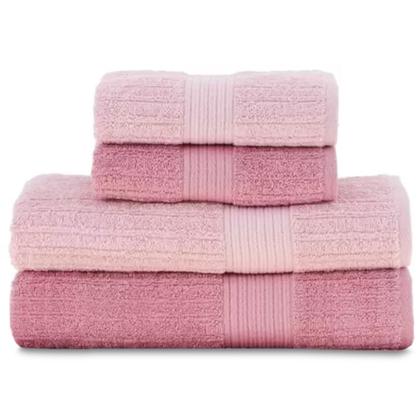 Imagem de Jogo De Banho Gigante Buddemeyer - Toalha Banhão Fio Penteado Canelado - 100% Algodão - Kit 4 Peças