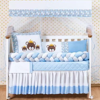 Imagem de Jogo De Berço Urso Trançado 12 Pçs Menino ul Claro