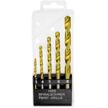 Imagem de Jogo de Brocas Ar Metal HSS de 3-4-5-6-8mm Nitreto de Titanio com 5 Peças - 723839 - MTX