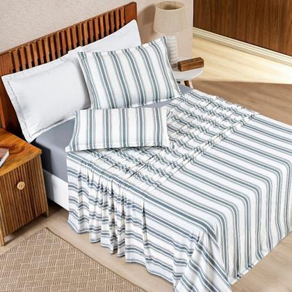 Imagem de Jogo De Cama 100% Algodão Marin Casal Padrão 04 Peças - Cinza
