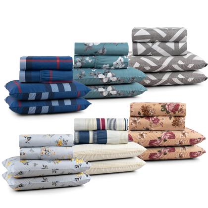 Imagem de Jogo De Cama King Size Estampado 4 Peças Aveludado Elástico