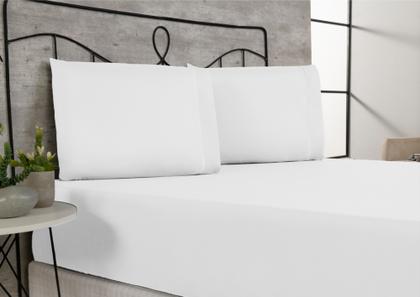 Imagem de Jogo de cama lençol solteiro 2 peças 400 fios com acabamento em ponto palito