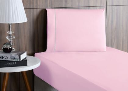 Imagem de Jogo de cama lençol solteiro 2 peças algodão percal 180 fios com acabamento em ponto palito