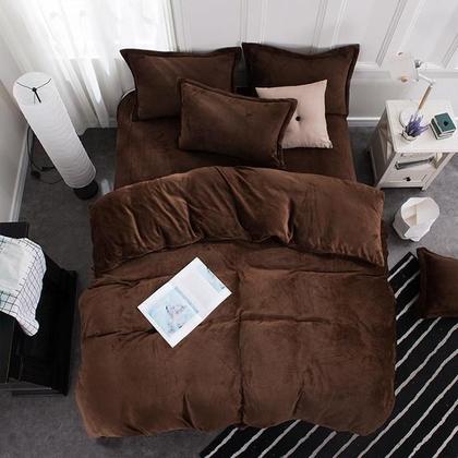 Imagem de Jogo de cama solteiro sued marrom 5 pç edredom de 145x240cm