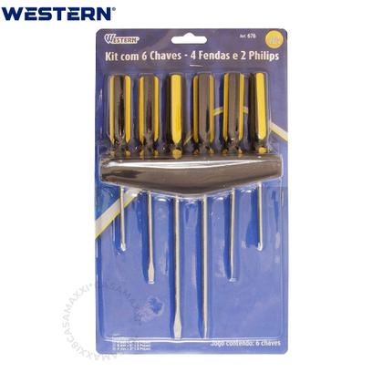 Imagem de Jogo De Chave 4 Fenda E 2 Phillips Com Ponta Magnetizada 6Pç