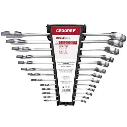 Imagem de Jogo de Chave Combinada de 1/4 à 1 POL com 13 Peças R09115013 GEDORE RED
