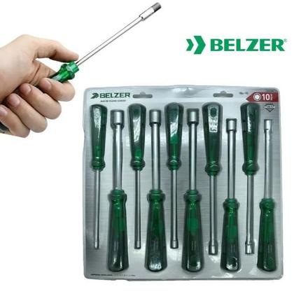 Imagem de Jogo de Chaves Canhão tipo Industrial com 10 Peças de 4 a 13mm - BELZER - 252010BN